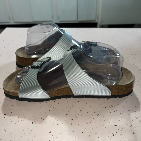 Birkenstock papillio metallic Line Pattern silver 260 sandals Women’s Sz 9 - Picture 7 of 12